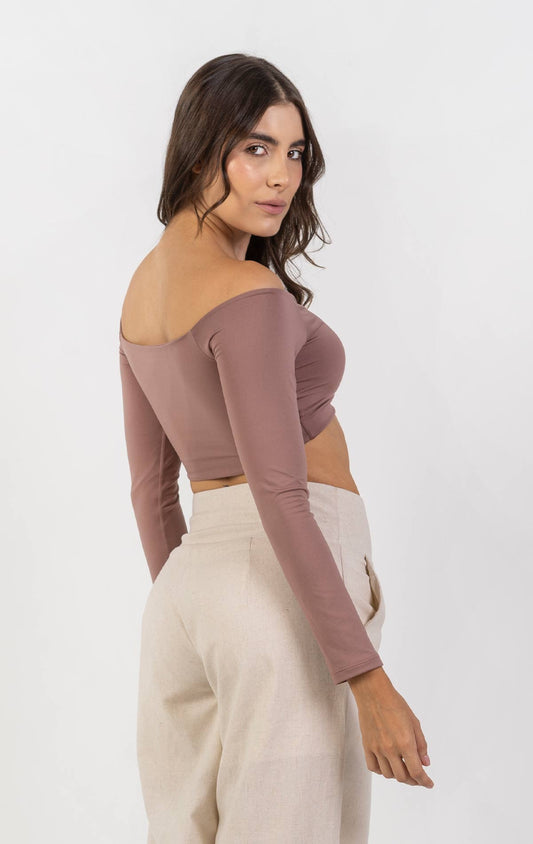 Crop top Diamond color cocoa para mujer