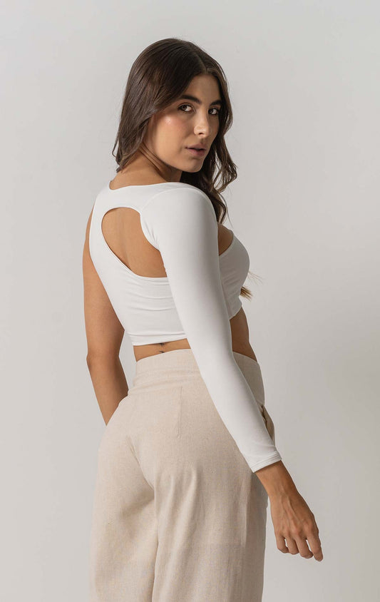 Crop Top Emma color marfil para mujer