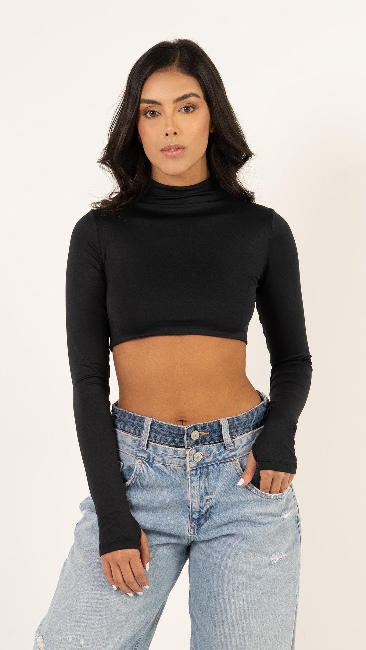 Crop Top Bruna color negro