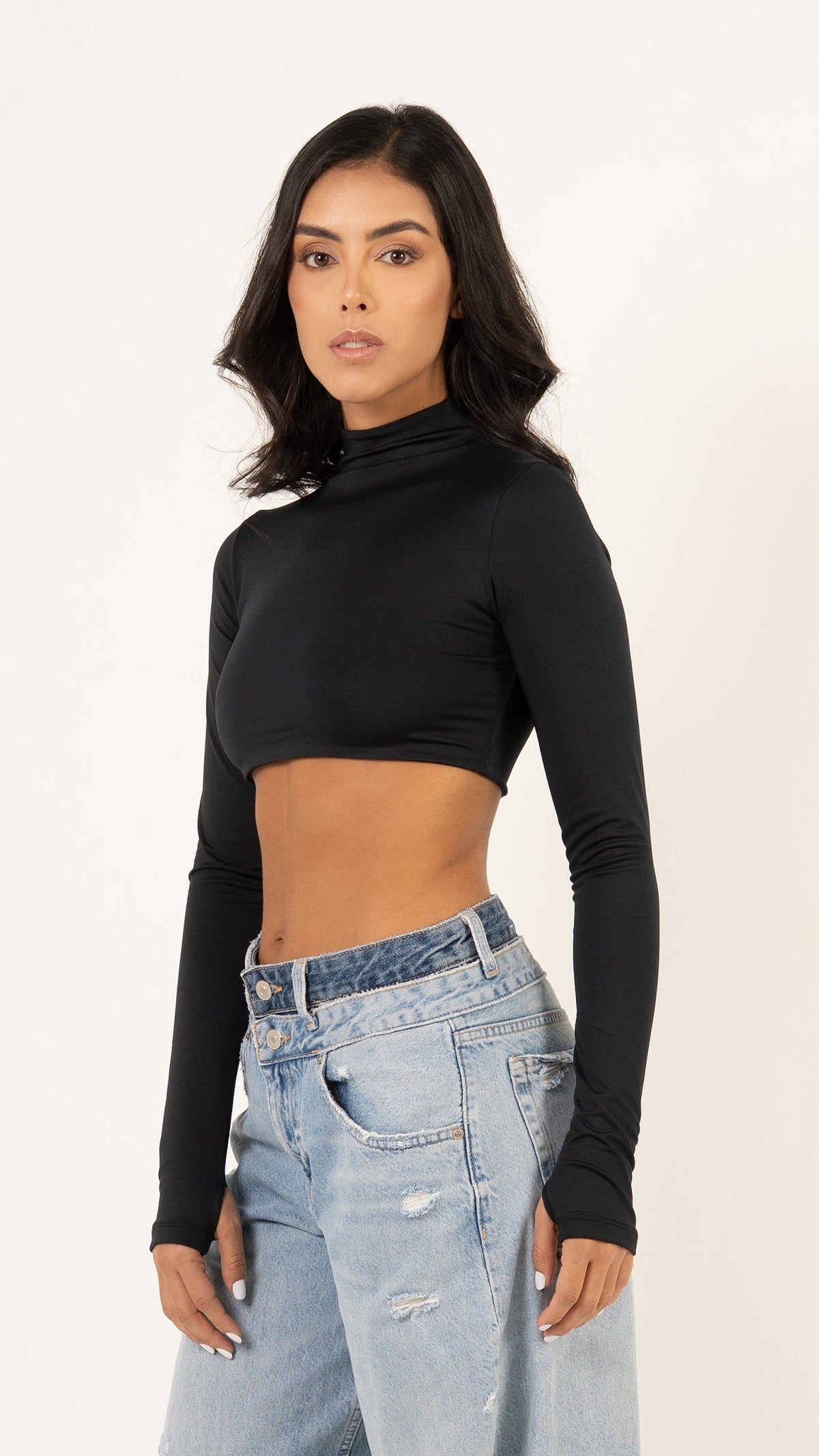 Crop Top Bruna color negro