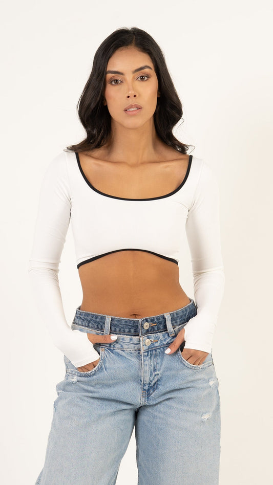 Crop top Monserrat color marfil para mujer