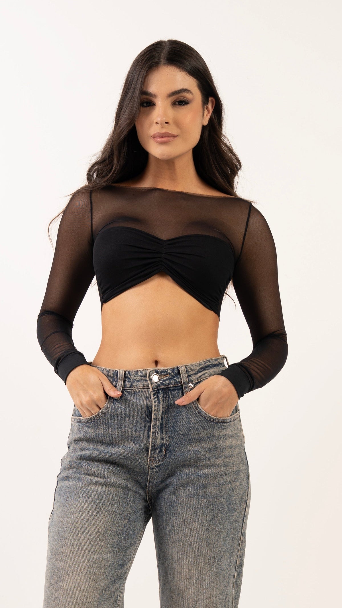 Crop Top Belen color rosa pastel para mujer