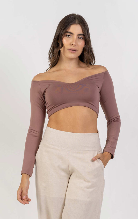 Crop top Diamond color cocoa para mujer